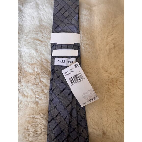 Calvin Klein Mens Blue Plaid Silk Tie Classic Fit Formal Business Accessory New - Picture 4 of 5
